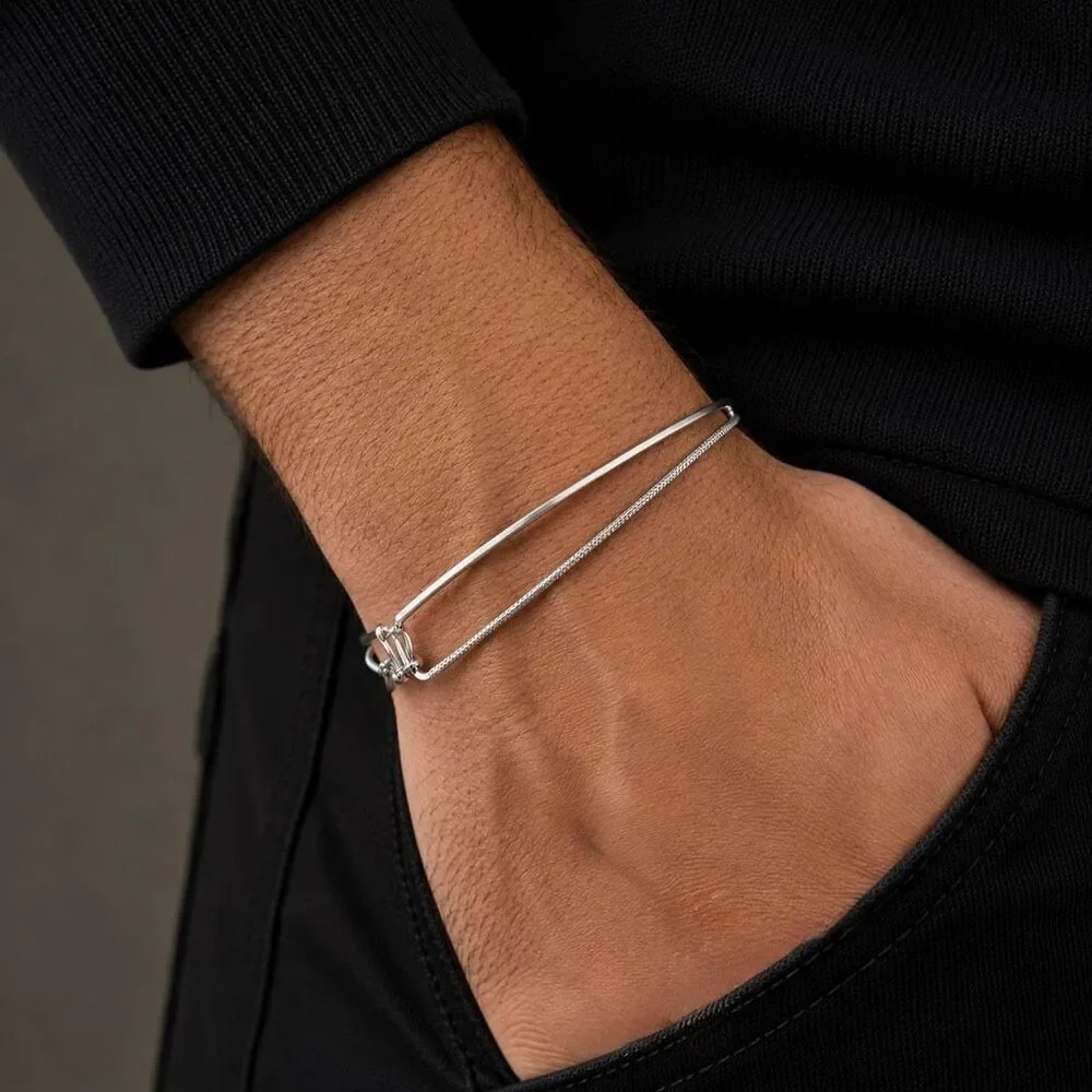 Sterling Silver Minimalist Asymmetrica Knot Bracelet